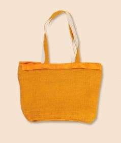 Jute Bag with Zari Embroidery, Mustard