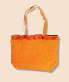 Jute Bag with Zari Embroidery, Marigold